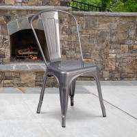 Flash Furniture XU-DG-TP001-GG Metal Indoor Stackable Chair in Clear